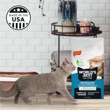 WORLD'S BEST CAT LITTER Multiple Cat Lotus Blossom Scented 32-Pounds - Natural Ingredients, Quick Clumping, Flushable, 99% Dust Free & Made in USA - Floral Fragrance & Long-Lasting Odor Control