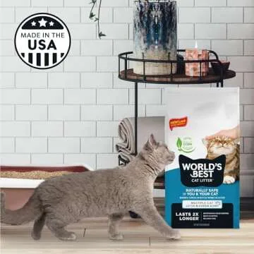 WORLD'S BEST CAT LITTER Multiple Cat Lotus Blossom Scented 32-Pounds - Natural Ingredients, Quick Clumping, Flushable, 99% Dust Free & Made in USA - Floral Fragrance & Long-Lasting Odor Control