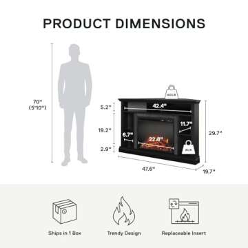 Ameriwood Overland Electric Corner Fireplace TV Stand