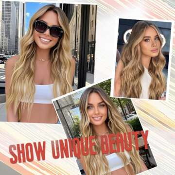 HMHIFI Brown Ombre Blonde 26" Long Wavy Wig for Women