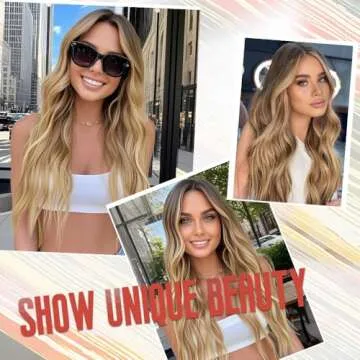 HMHIFI Brown Ombre Blonde 26" Long Wavy Wig for Women