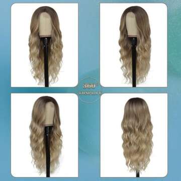 HMHIFI Brown Ombre Blonde 26" Long Wavy Wig for Women