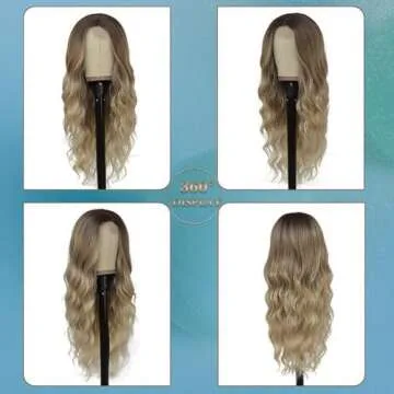 HMHIFI Brown Ombre Blonde 26" Long Wavy Wig for Women