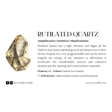 Grips by CRYSTALFY Rutilated Clear Quartz Crystal Phone Grip Holder & Expanding Kickstand - Natural Gemstone Swappable Top Accessory for iPhone, iPad, Kindle & Mobile Devices