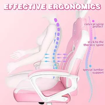 JOYFLY Pink Gaming Chair for Kids, Gamer Chair for Teens Adults Computer Chair for Girls Video Game Chairs Silla Gamer Ergonomic PC Chair（Pink-White）