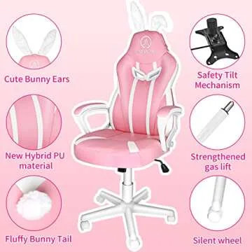 JOYFLY Pink Gaming Chair for Kids, Gamer Chair for Teens Adults Computer Chair for Girls Video Game Chairs Silla Gamer Ergonomic PC Chair（Pink-White）