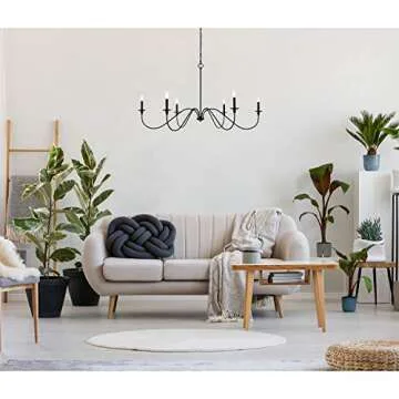 Stylish 6 Light Matte Black Chandelier for Modern Homes