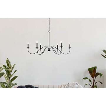 Stylish 6 Light Matte Black Chandelier for Modern Homes