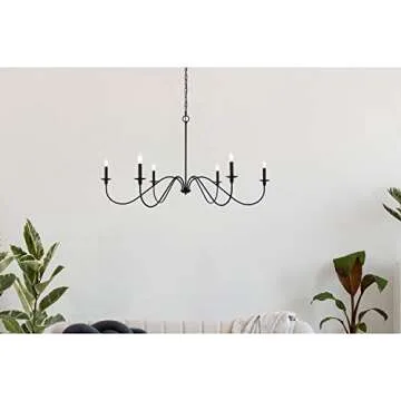 Stylish 6 Light Matte Black Chandelier for Modern Homes