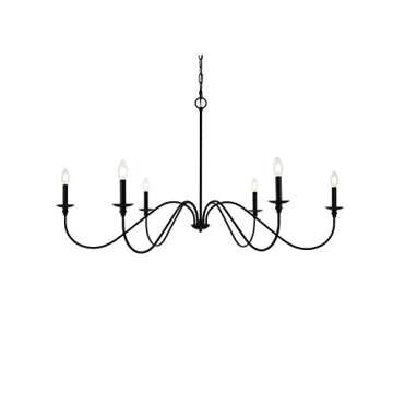 Stylish 6 Light Matte Black Chandelier for Modern Homes