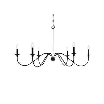Stylish 6 Light Matte Black Chandelier for Modern Homes