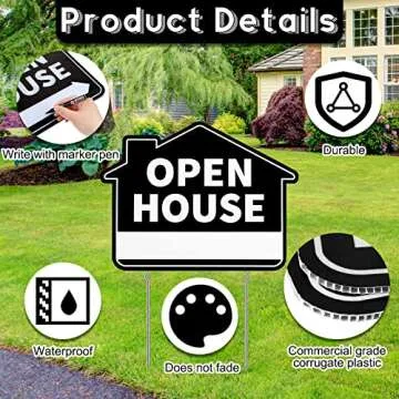 Queekay 5 Pack Open House Yard Signs with Durable Stakes
