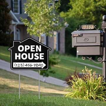 Queekay 5 Pack Open House Yard Signs with Durable Stakes