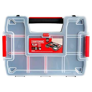 CRAFTSMAN Storage Organizer, Small Parts Organizer, 3-Packs with 10-Compartments, Lid Includes Secur...