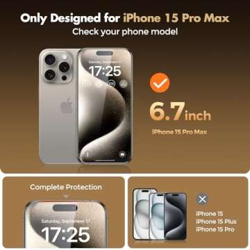 UNBREAKcable Privacy Screen Protector for iPhone 15 Pro Max, Shatterproof Tempered Glass [True 28°A...