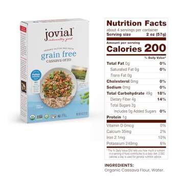 Jovial Grain-Free Cassava Orzo - Gluten Free Orzo Pasta, Cassava Pasta, Paleo Pasta, Grain-Free, 100...