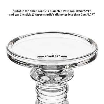 NUPTIO 2 Pcs Glass Candle Holders for Tables, Clear Candle Holders for Pillar Candles, 9.25in Height Candlesticks Holder Set for Living Room Dining Room Wedding Centrepieces Housewarming Gifts