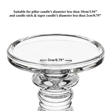NUPTIO 2 Pcs Glass Candle Holders for Tables, Clear Candle Holders for Pillar Candles, 9.25in Height Candlesticks Holder Set for Living Room Dining Room Wedding Centrepieces Housewarming Gifts
