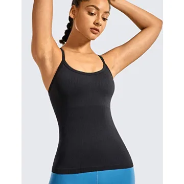 CRZ YOGA Women's Seamless Workout Tank Tops with Built-in Bra