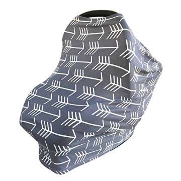 Nursing Cover for Babies: Versatile Grey with White Arrow Pattern for New Parents