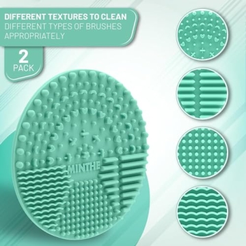 MINTHE Makeup Brush Cleaner Mat - 2 Pack Silicone Essential