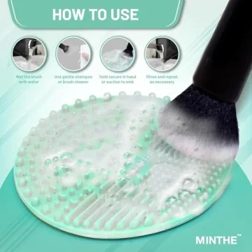 MINTHE Makeup Brush Cleaner Mat - 2 Pack Silicone Essential