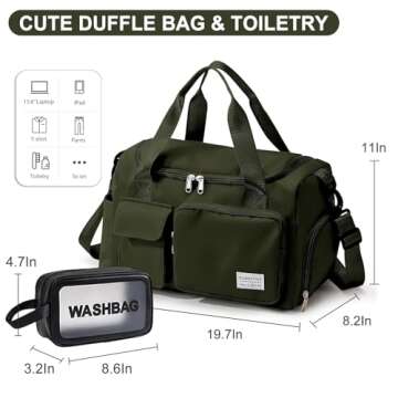 Black Gym Bag for Women, Waterproof Travel Duffle Carry On Weekender with Shoe Compartment & Wet Pocket, Tote Travel, Workout, Sport