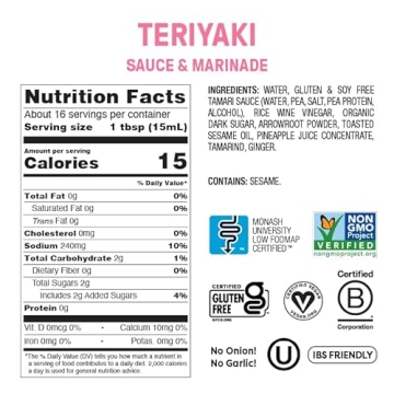 Fody Vegan Teriyaki Sauce Marinade for IBS Friendly Meals