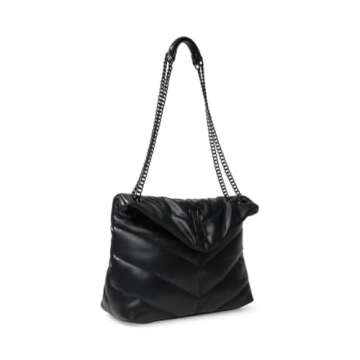Steve Madden womens Steve Madden BRITTA Chevron Quilt Shoulder Bag, Black, One Size US