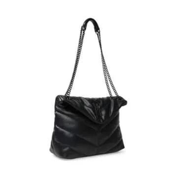 Steve Madden womens Steve Madden BRITTA Chevron Quilt Shoulder Bag, Black, One Size US