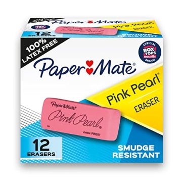Pink Pearl Large Erasers, 12 Count | Smudge-Free, Latex-Free