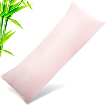 Body Pillow Cases Cover, Bamboo Rayon Pink Body Pillowcases with Zipper Closure, Cooling and Breatha...