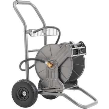 Heavy Duty Metal Garden Hose Reel Cart with Wheels - 200 ft Capacity