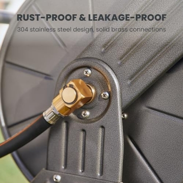 Heavy Duty Metal Garden Hose Reel Cart with Wheels 200 ft