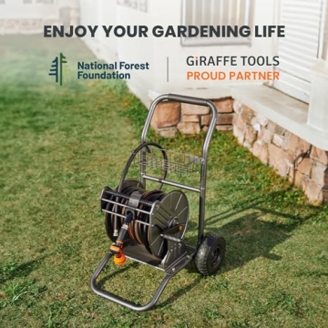 Heavy Duty Metal Garden Hose Reel Cart with Wheels 200 ft