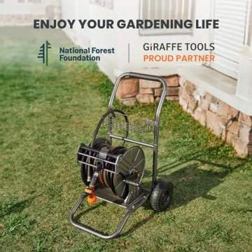 Heavy Duty Metal Garden Hose Reel Cart with Wheels 200 ft