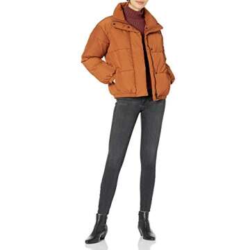 Amazon Essentials Women's Short Puffer Jacket in Caramel