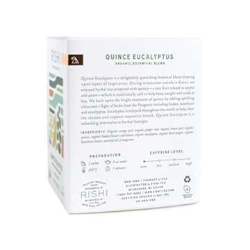 Rishi Tea Quince Eucalyptus Herbal Tea - Organic Direct Trade Sachet Bags, Caffeine Free Clarifying ...