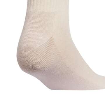 adidas Women's 3-Stripe Crew Socks (3-Pair) with Arch Compression, Wonder Beige/White/Alumina Heather, Medium