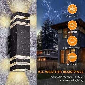 2 Pack Outdoor Wall Light, Wall Sconce Waterproof Porch Light, 8W Light Fixtures,800Lumen Outdoor Li...