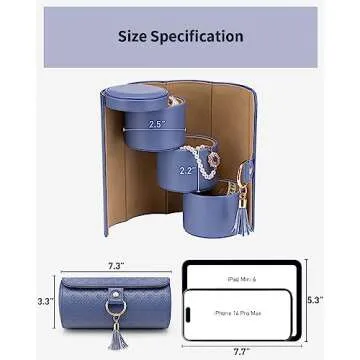 Vlando Christmas Gifts for Mom, Women, Wife - Travel Jewelry Oragnizer, 3-Layer Jewelry Storage Box, Travel Essential Accessories for Women, Gifts for Travelers Couples Mom Friends - Purple