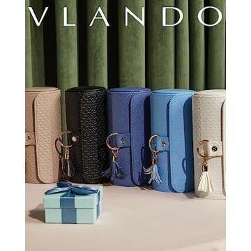 Vlando Christmas Gifts for Mom, Women, Wife - Travel Jewelry Oragnizer, 3-Layer Jewelry Storage Box, Travel Essential Accessories for Women, Gifts for Travelers Couples Mom Friends - Purple