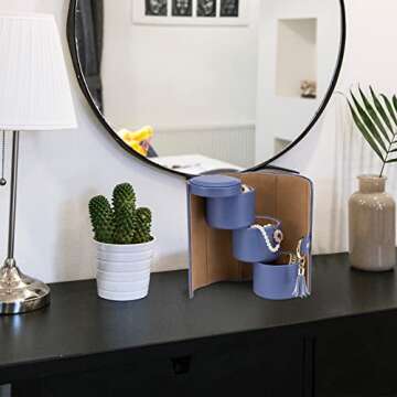 Vlando Christmas Gifts for Mom, Women, Wife - Travel Jewelry Oragnizer, 3-Layer Jewelry Storage Box, Travel Essential Accessories for Women, Gifts for Travelers Couples Mom Friends - Purple