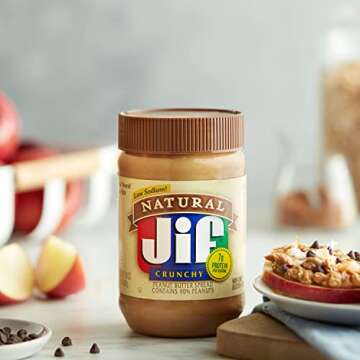 Jif Natural Crunchy Peanut Butter Spread, 16 Ounces (Pack of 12), Contains 90% Peanuts