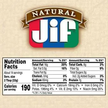 Jif Natural Crunchy Peanut Butter Spread, 16 Ounces (Pack of 12), Contains 90% Peanuts