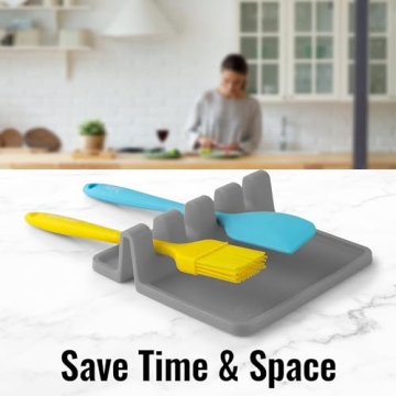 Zulay Kitchen Silicone Utensil Rest with Drip Pad - Versatile
