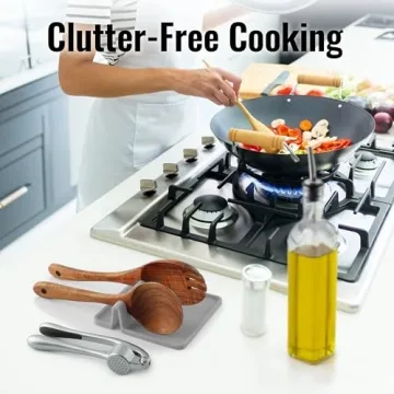 Zulay Kitchen Silicone Utensil Rest with Drip Pad - Versatile