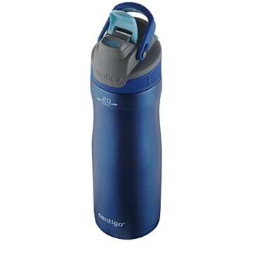 Contigo AUTOSEAL Fit Trainer Stainless Steel Water Bottle, 20 oz, Dazzling Blue
