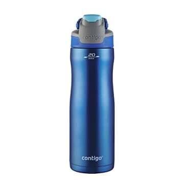 Contigo AUTOSEAL Fit Trainer Stainless Steel Water Bottle, 20 oz, Dazzling Blue