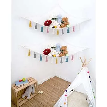 Mkono Stuffed Animal Hammock for Kids Room Storage